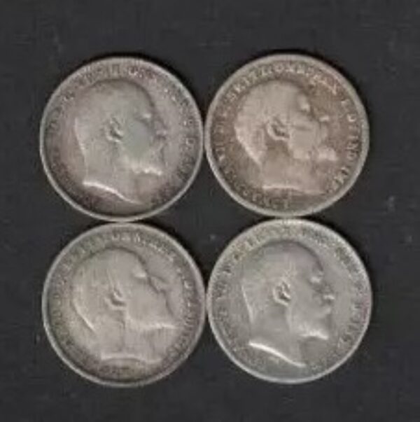 1903 / 1904 / 1905 & 1906 Silver Threepence Coins - Image 2