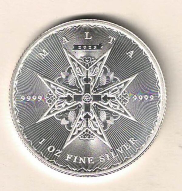 2023 Malta Silver One Ounce 5 Euro Coin This coin contains one ounce of .999 fine silver. This coin does features Malta Crest.