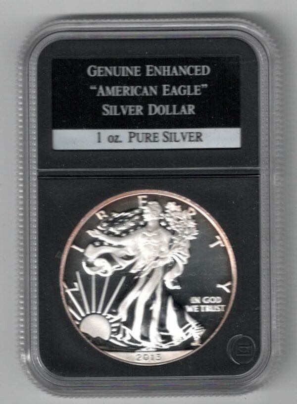 Slabbed 2013 W Silver USA One Ounce Eagle Enhanced Finish. The liberty is on the obverse, The eagle is on the reverse. All coins are instock.