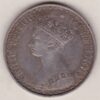 1855 Silver Gothic Florin Coin. The Obverse features a crowned bust of Queen Victoria. The Reverse features a shield with denomination.