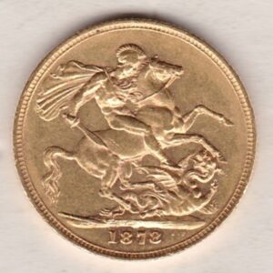 1878 Gold Sovereign Coin featuring Queen Victoria Young Head on the Obverse and St George & the Dragon on the Reverse. London Mint.