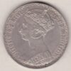 1886 Silver Gothic Florin Coin. The Obverse features a crowned bust of Queen Victoria. The Reverse features a shield with denomination.