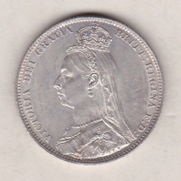 1889 Silver Shilling Large Head – Victoria Jubilee Head - Image 2