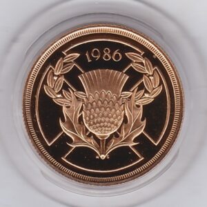 1986 Gold Proof Two Pounds Double Sovereign coin. This coin comes in the presentation box with certificate as issued by the Royal Mint.