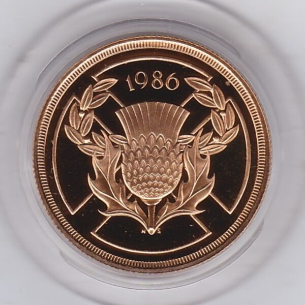 1986 Gold Proof Two Pounds Double Sovereign coin. This coin comes in the presentation box with certificate as issued by the Royal Mint.