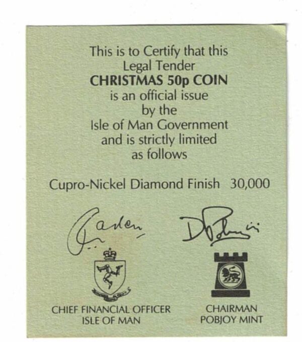 1996 Isle Of Man Christmas Fifty Pence Choir Boys - Image 3