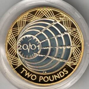 2001 Two Pounds Piedfort Silver Proof Coin. This double thickness coin was issued by the royal mint and includes the original box and certificate.