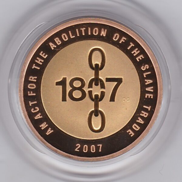 2007 Gold Proof Two Pounds Slave Trade coin. This coin comes in the presentation box with certificate as issued by the Royal Mint.