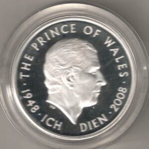 2008 Five Pounds Double Thickness Piedfort Silver Proof Prince of Wales. All coins are in stock for despatch. You are buying one coin.