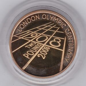 2008 Gold Proof Two Pounds 4th Olympiad Coin. This coin comes in the presentation box with certificate as issued by the Royal Mint.