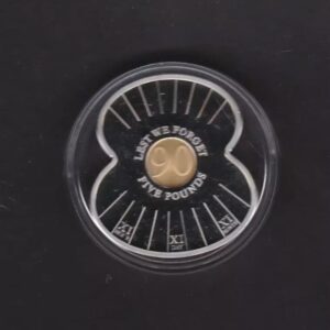 2011 Silver Proof Jersey Five Pounds. This coin weighs 28 grams of 0.999 fine silver with selective 24 carat gold plating.