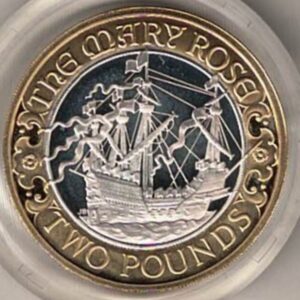 2011 Two Pounds Standard Silver Proof Mary Rose coin, was issued by the royal mint and includes the original box and certificate.