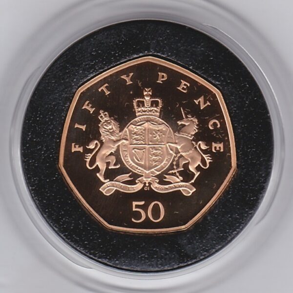 2013 Gold Proof Fifty Pence Christopher Ironside Coin. This coin was struck to celebrate Christopher Ironside. The coin comes boxed with certificate.