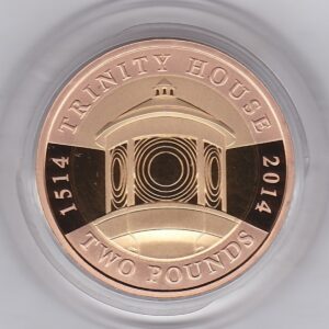 2014 Gold Proof Two Pounds Trinity House Double Sovereign coin. This coin comes in the presentation box with certificate as issued by the Royal Mint.