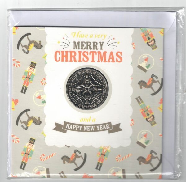 Sealed 2018 Cupro-Nickle Five Pounds Christmas Nutcracker. This coin features Elizabeth II On the obverse side of the coin.