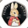 2018 Silver Proof Fifty Pence Coin Flopsy Bunny. This coin comes in the original box with certificate as issued by the royal mint.