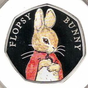 2018 Silver Proof Fifty Pence Coin Flopsy Bunny. This coin comes in the original box with certificate as issued by the royal mint.