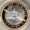 2018 Two Pounds Standard Silver Proof F-35 Lightning II coin, was issued by the royal mint and includes the original box and certificate.