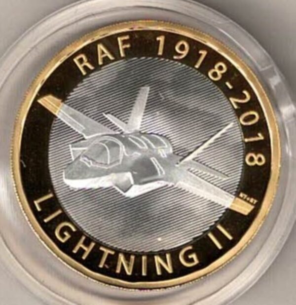 2018 Two Pounds Standard Silver Proof F-35 Lightning II coin, was issued by the royal mint and includes the original box and certificate.