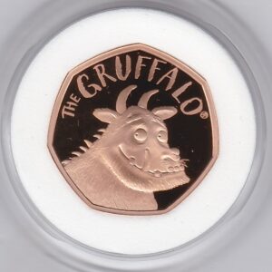 2019 Gold Proof Fifty Pence The Gruffalo Coin. This coin was struck to celebrate the Gruffalo. The coin comes boxed with certificate.