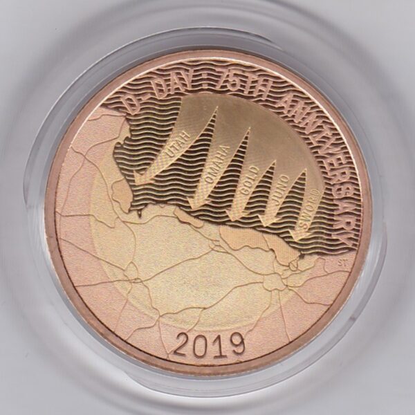 2019 Gold Proof Two Pounds D-Day Double Sovereign coin. This coin comes in the presentation box with certificate as issued by the Royal Mint.