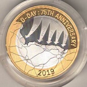 2019 Two Pounds Standard Silver Proof D-Day Anniversary coin, was issued by the royal mint and includes the original box and certificate.