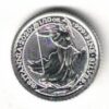 2020 Silver Tenth Ounce Britannia Coin. The coin features Elizabeth II on the obverse. Britannia standing in her chariot on the reverse.