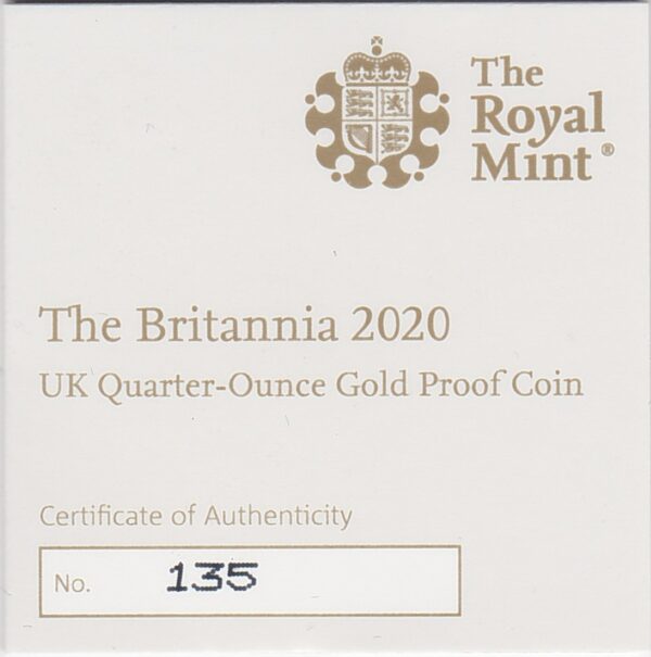 2020 Gold Proof Quarter Ounce Britannia - Image 3