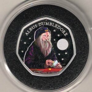 2023 Silver Proof Fifty Pence Professor Dumbledore. This coin comes in the original box with certificate as issued by the royal mint.