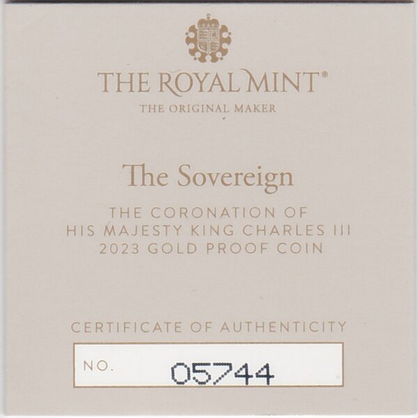 2023 Gold Proof Sovereign - Coronation - Image 3