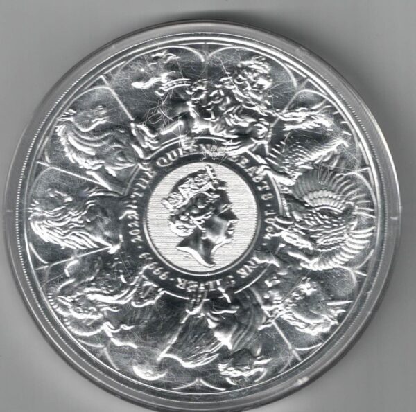 2022 Silver Ten Ounce Coin The Queen's Beasts This coin contains ten ounces of .9999 fine silver. All of our silver coins are in stock