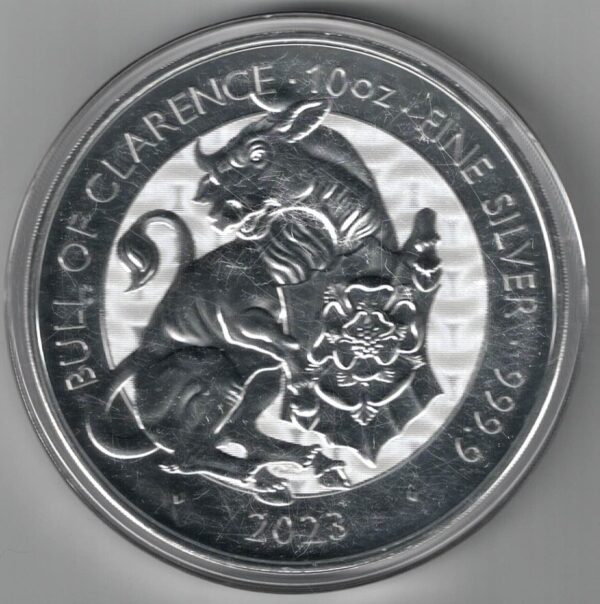 2023 Silver Ten Ounce Coin Bull Of Clarence. This coin contains ten ounces of .9999 fine silver. All of our silver coins are in stock