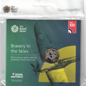Sealed 2018 Raf Centenary Spitfire Two Pound Coin featuring Elizabeth II on the obverse. All coins are in stock for despatch