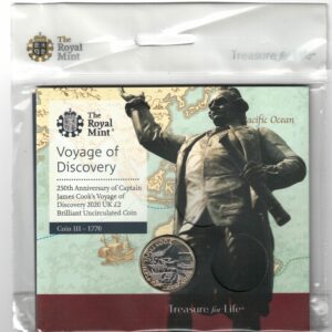 Sealed 2020 James Cook's Voyage Two Pound Coin featuring Elizabeth II on the obverse. All coins are in stock for despatch