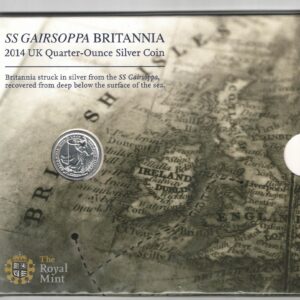 Sealed 2014 Quarter Ounce Silver Britannia Coin SS Gairsoppa. This coin comes sealed as issued by the royal mint. All coins are instock.