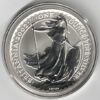 2002 Silver Britannia One Ounce Coin. The coin contains one ounce of fine silver. All of our silver coins have been pre-owned and are in stock.