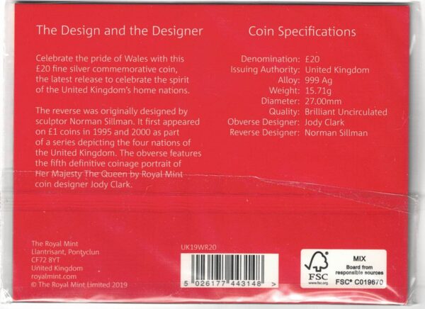 Sealed 2019 Silver Welsh Dragon Half Ounce Twenty Pound Coin - Image 2