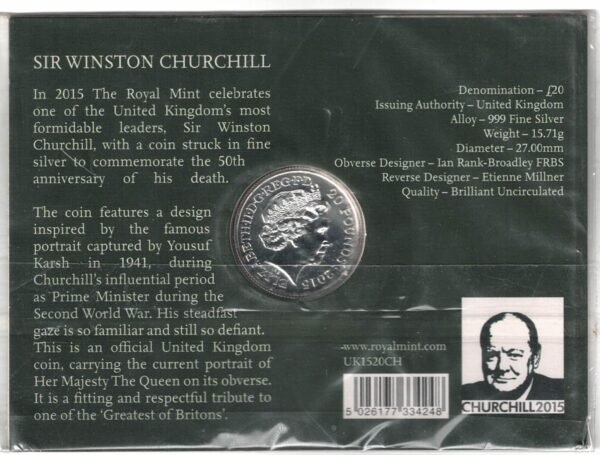 Sealed 2015 Silver Winston Churchill Half Ounce Twenty Pound Coin - Image 2