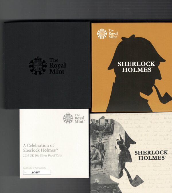 2019 Silver Proof Fifty Pence Coin Sherlock Holmes - Image 3