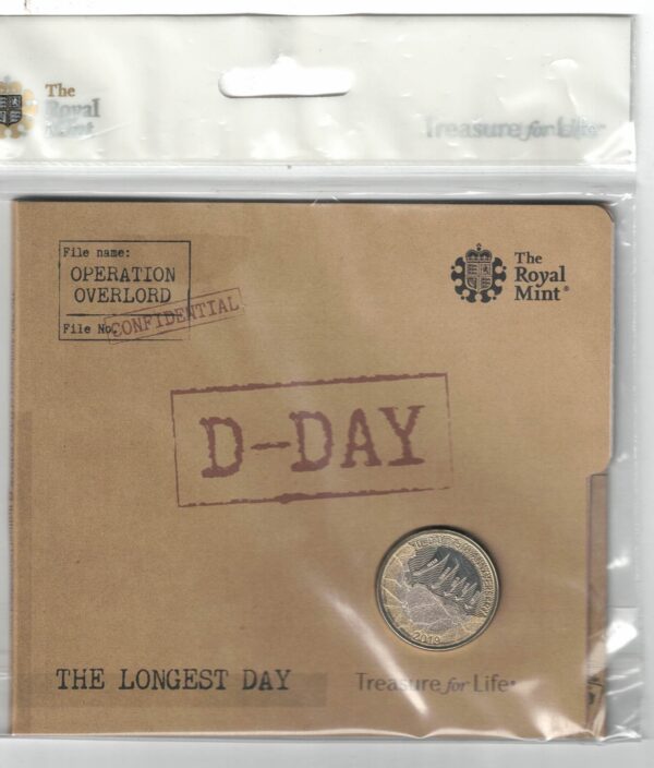 Sealed 2019 D-Day Anniversary Uncirculated Two Pound Coin featuring Elizabeth II on the obverse. All coins are in stock for despatch