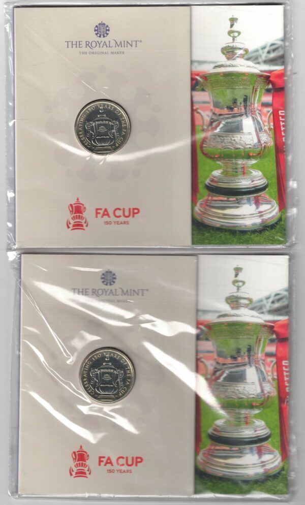 Two Sealed 2022 Fa Cup Anniversary Two Pound Coins featuring Elizabeth II on the obverse. All coins are in stock for despatch.