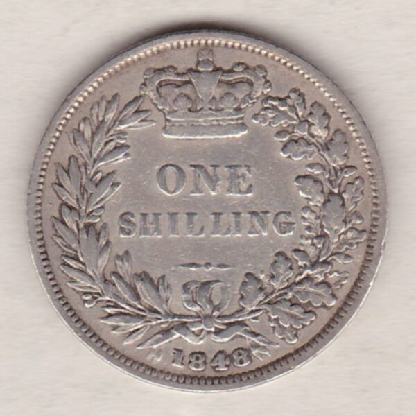 1848 Over 6 Silver Shilling - Victoria Young Head