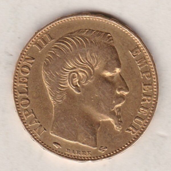 1858 A France Gold Twenty Francs Coin - Image 2