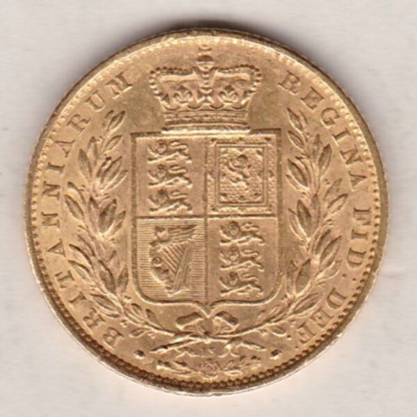 1863 Gold Sovereign Coin - Shield Back - Image 2