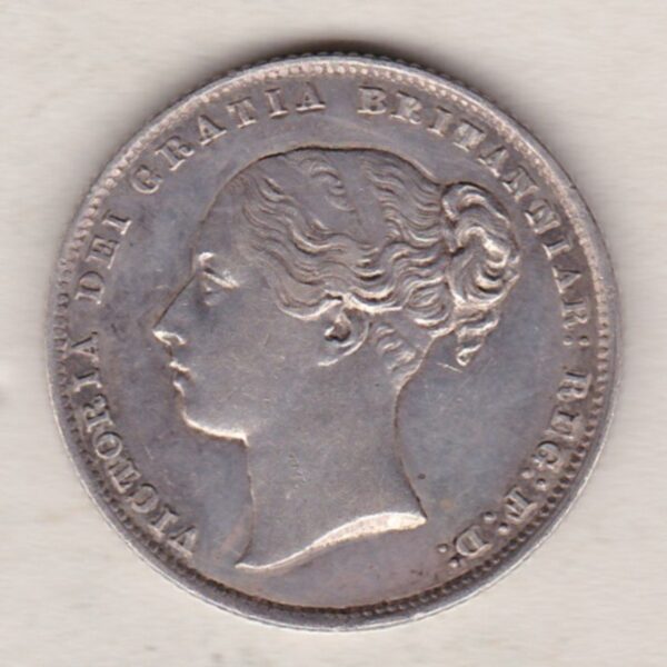 1864 Silver Shilling - Victoria Young Head - Image 2