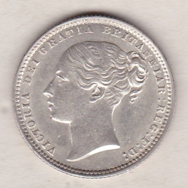 1868 Silver Shilling - Victoria Young Head - Image 2