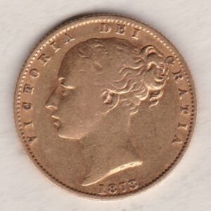 1873 S Gold Sovereign Coin features a young head queen Victoria on the Obverse and the collectable shield design on the Reverse.