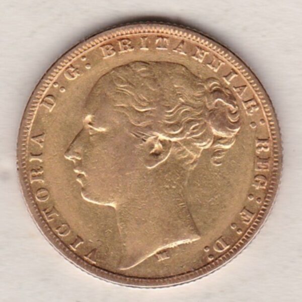 1876 M Gold Sovereign Coin - Victoria Young Head - Image 2