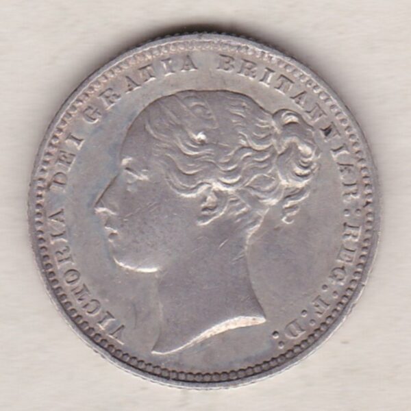 1876 Silver Shilling - Victoria Young Head - Image 2