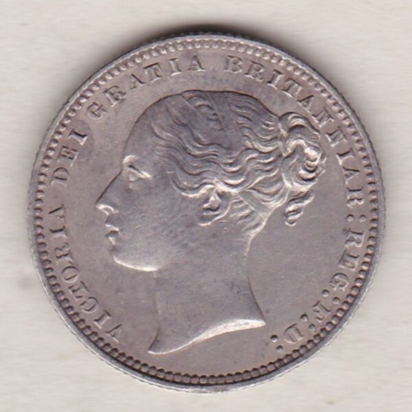 1877 Silver Shilling - Victoria Young Head - Image 2